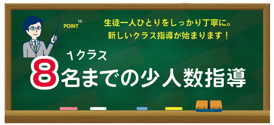 1クラス8名までの少人数クラス